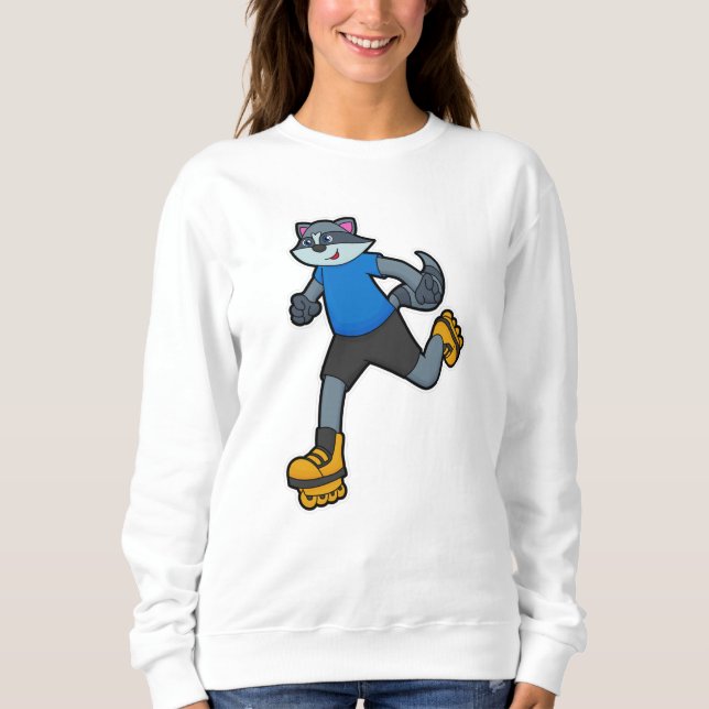 Racoon as Skater with Inline skates Sweatshirt (Front)