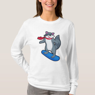 Racoon as Snowboarder with Snowboard & Scarf T-Shirt