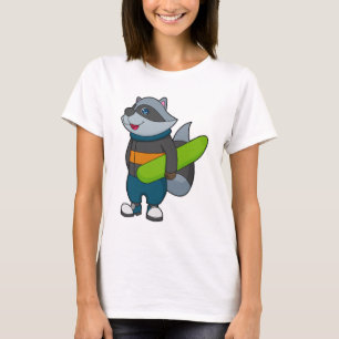 Racoon as Snowboarder with Snowboard T-Shirt
