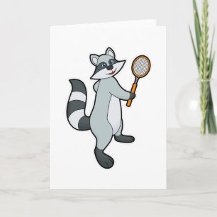 Racoon as Tennis player with Tennis racket Card