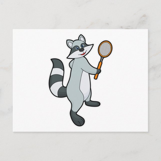 Racoon as Tennis player with Tennis racket Postcard (Front)