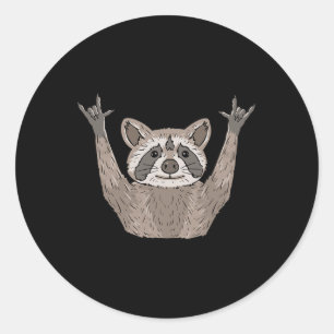 Racoon Asl Hand Gesture Deaf Hearing Loss Awarene Classic Round Sticker
