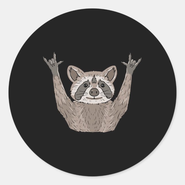 Racoon Asl Hand Gesture Deaf Hearing Loss Awarene Classic Round Sticker (Front)