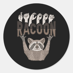 Racoon Asl Hand Gesture Deaf Hearing Loss Awarenes Classic Round Sticker