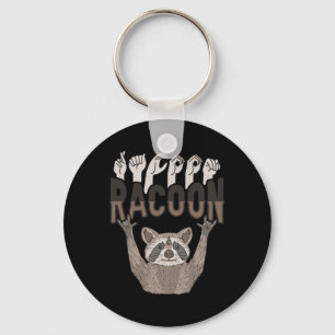 Racoon Asl Hand Gesture Deaf Hearing Loss Awarenes Key Ring