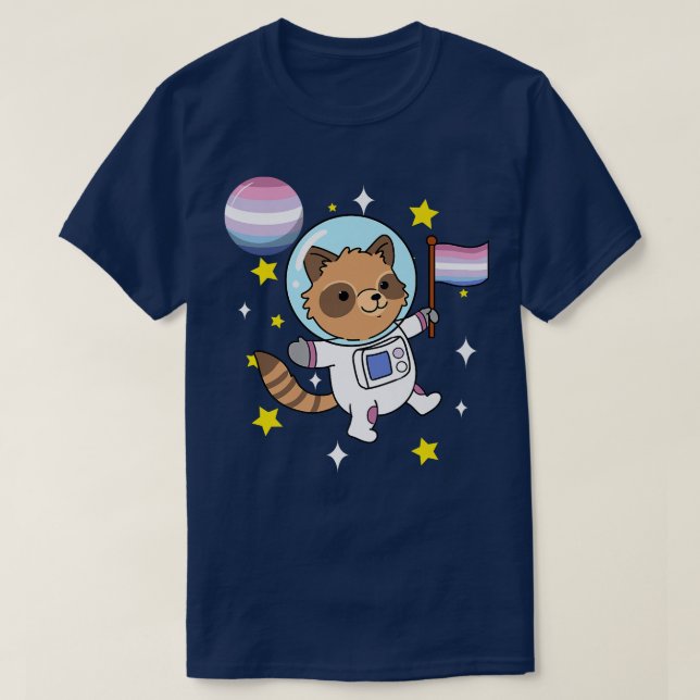 Racoon Astronaut Bigender Pride  T-Shirt (Design Front)