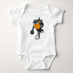 Racoon at Bowling with Bowling ball Baby Bodysuit