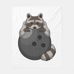 Racoon at Bowling with Bowling ball Fleece Blanket