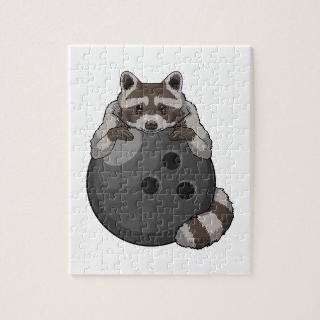 Racoon at Bowling with Bowling ball Jigsaw Puzzle (Vertical)