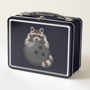 Racoon at Bowling with Bowling ball Metal Lunch Box