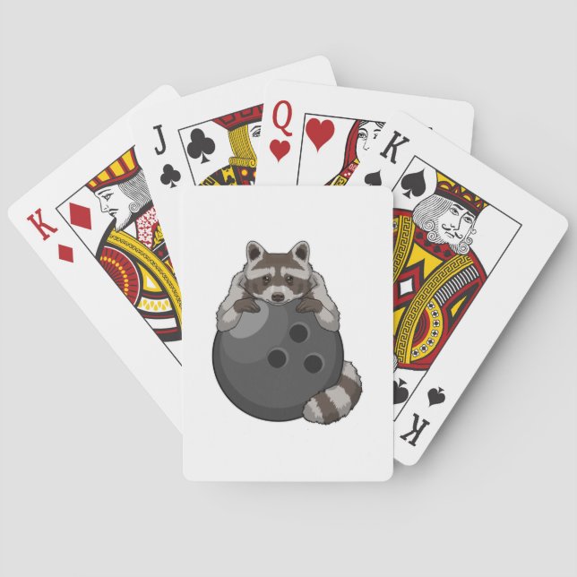 Racoon at Bowling with Bowling ball Playing Cards (Back)