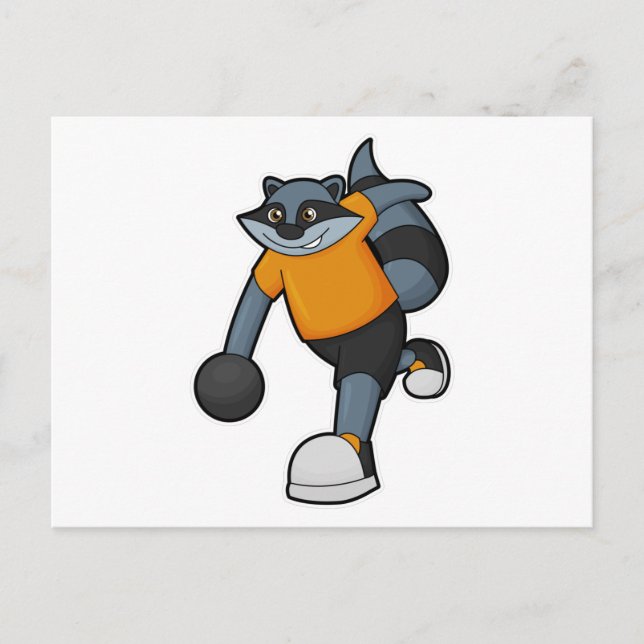 Racoon at Bowling with Bowling ball Postcard (Front)