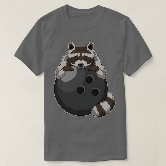 Racoon at Bowling with Bowling ball T-Shirt (Design Front)