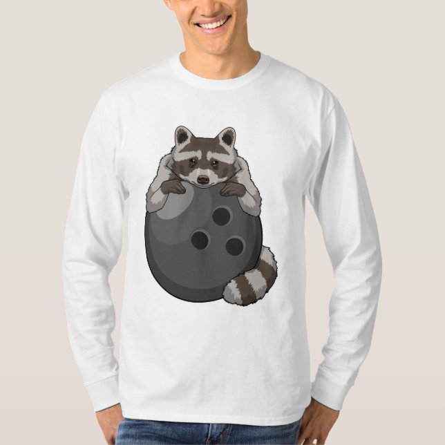 Racoon at Bowling with Bowling ball T-Shirt (Front)