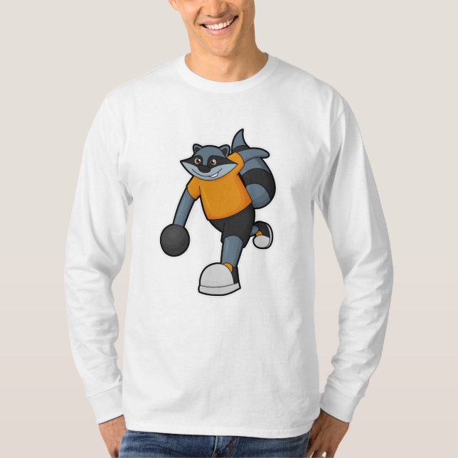 Racoon at Bowling with Bowling ball T-Shirt (Front)