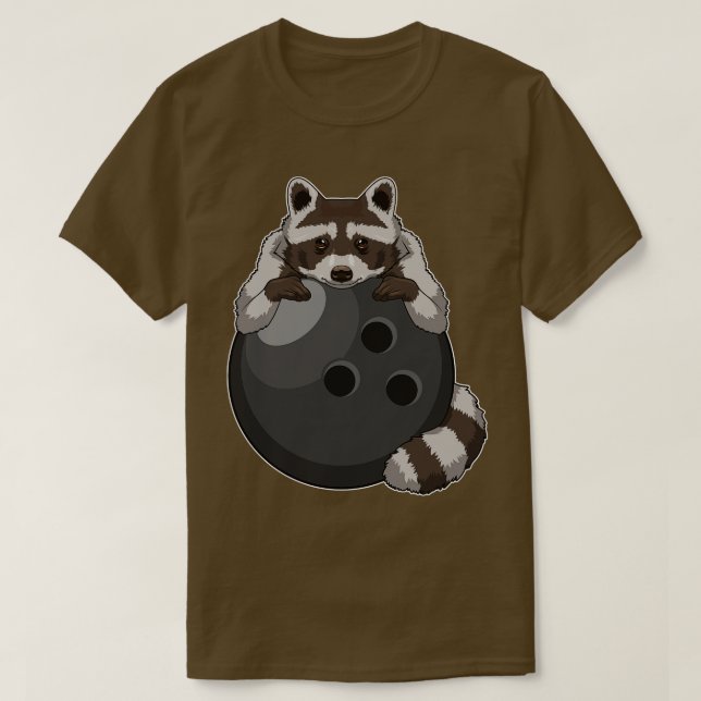 Racoon at Bowling with Bowling ball T-Shirt (Design Front)