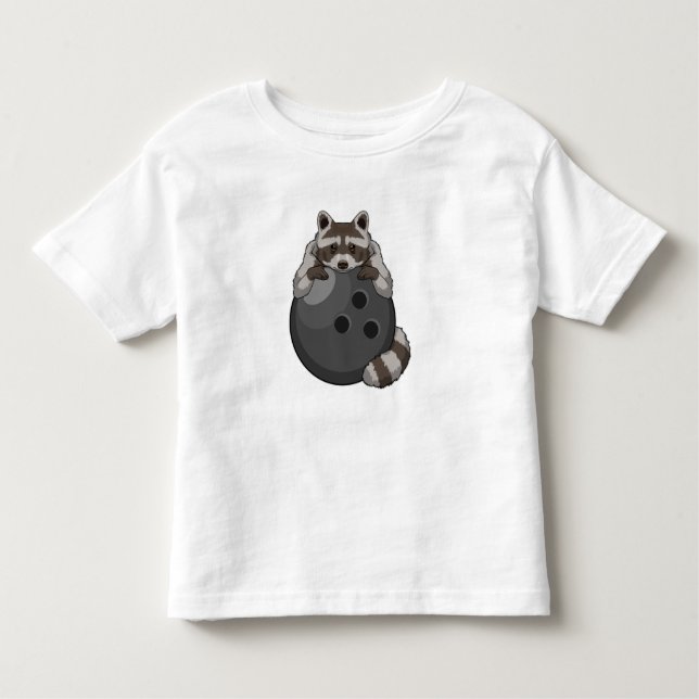 Racoon at Bowling with Bowling ball Toddler T-Shirt (Front)