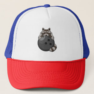 Racoon at Bowling with Bowling ball Trucker Hat