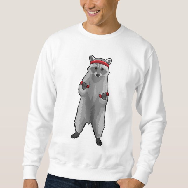 Racoon at Fitness with Dumbbells Sweatshirt (Front)