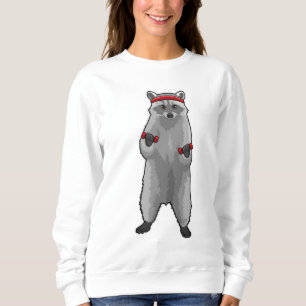 Racoon at Fitness with Dumbbells Sweatshirt