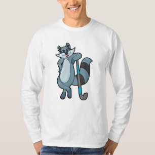 Racoon at Hockey with Hockey stick T-Shirt