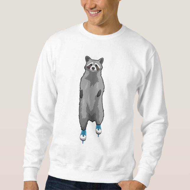 Racoon at Ice skating with Ice skates Sweatshirt (Front)