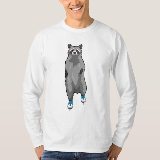 Racoon at Ice skating with Ice skates T-Shirt (Front)