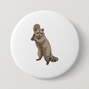 Racoon at Tennis with Tennis racket 7.5 Cm Round Badge