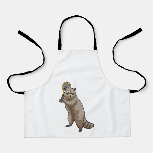 Racoon at Tennis with Tennis racket Apron (Front)