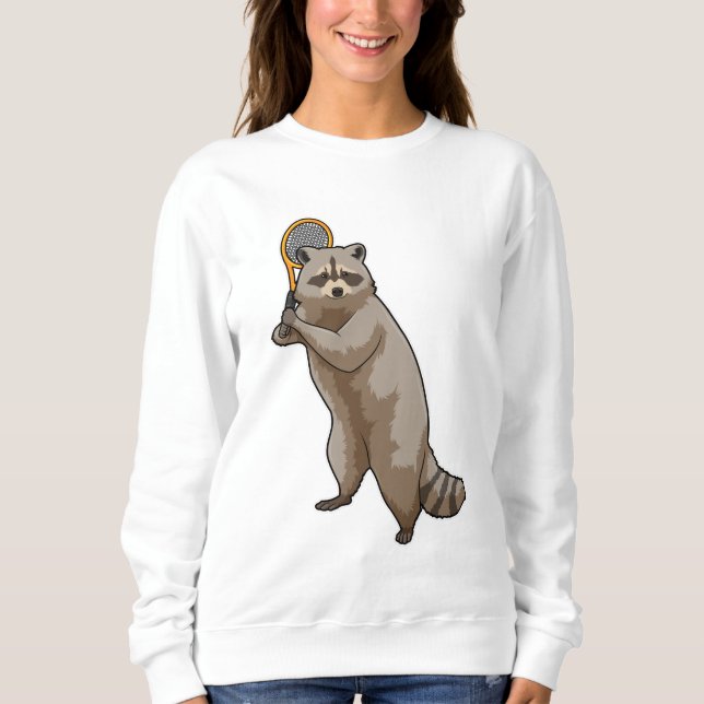 Racoon at Tennis with Tennis racket Sweatshirt (Front)