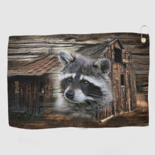 Racoon At The Old Barn Golf Towel