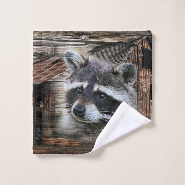 Racoon At The Old Barn Wash Cloth (Wash Cloth)