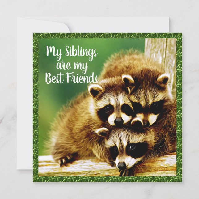 Racoon Babies - Siblings Best Friends Card (Front)