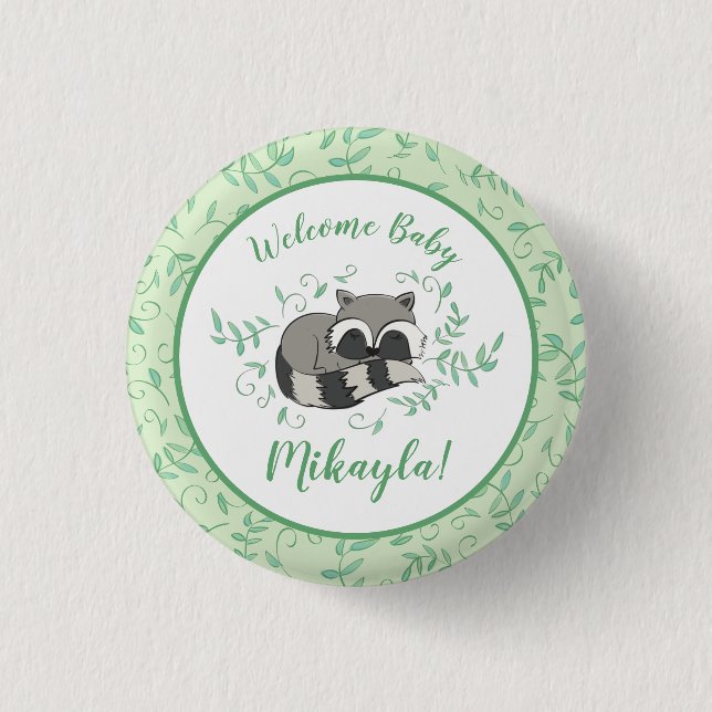 Racoon Baby Shower 3 Cm Round Badge (Front)