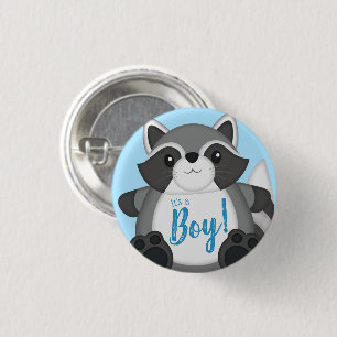 Racoon Baby Shower Blue 3 Cm Round Badge