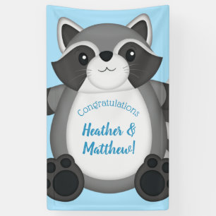 Racoon Baby Shower Blue Banner