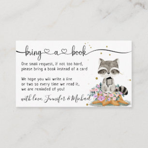 Racoon Baby Shower Bring a book Enclosure Card