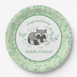 Racoon Baby Shower Paper Plate