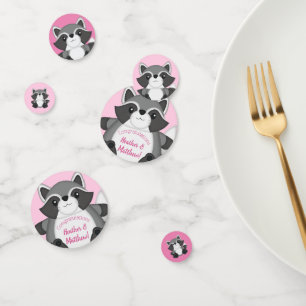 Racoon Baby Shower Pink Confetti