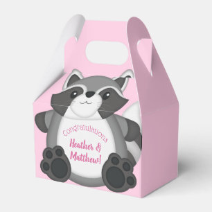 Racoon Baby Shower Pink Favour Box