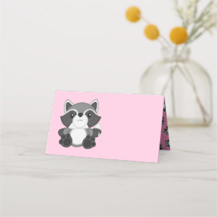 Racoon Baby Shower Pink Place Card