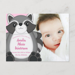 Racoon Baby Shower Pink Postcard