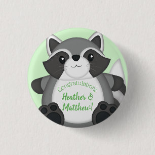 Racoon Baby Shower Woodland 3 Cm Round Badge