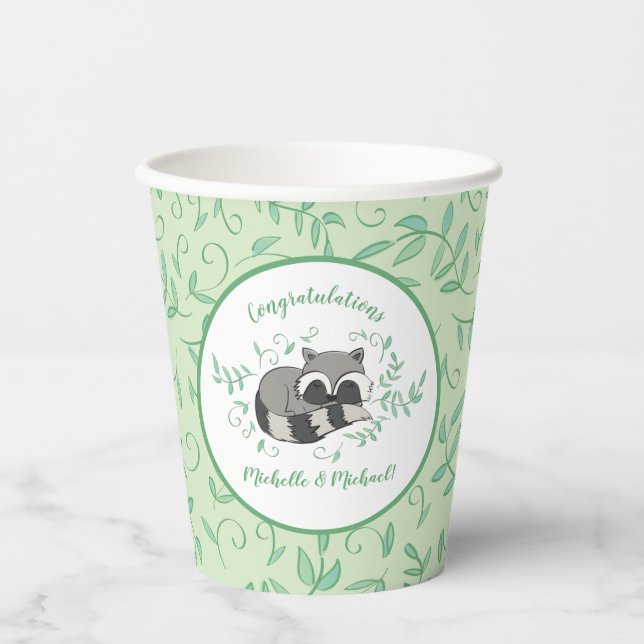 Racoon Baby Shower Woodland Animals Paper Cups (Front)