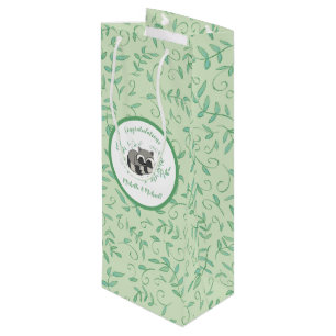 Racoon Baby Shower Woodland Animals Wine Gift Bag