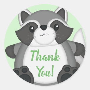 Racoon Baby Shower Woodland Classic Round Sticker