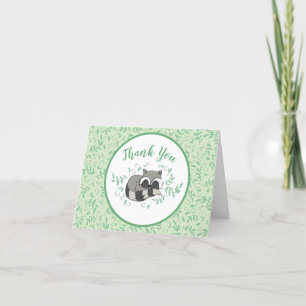 Racoon Baby Shower Woodland Cute Sleeping Thank You Card