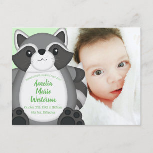 Racoon Baby Shower Woodland Postcard