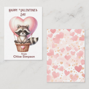 Racoon Balloon Kid's Valentine Classroom Party Card