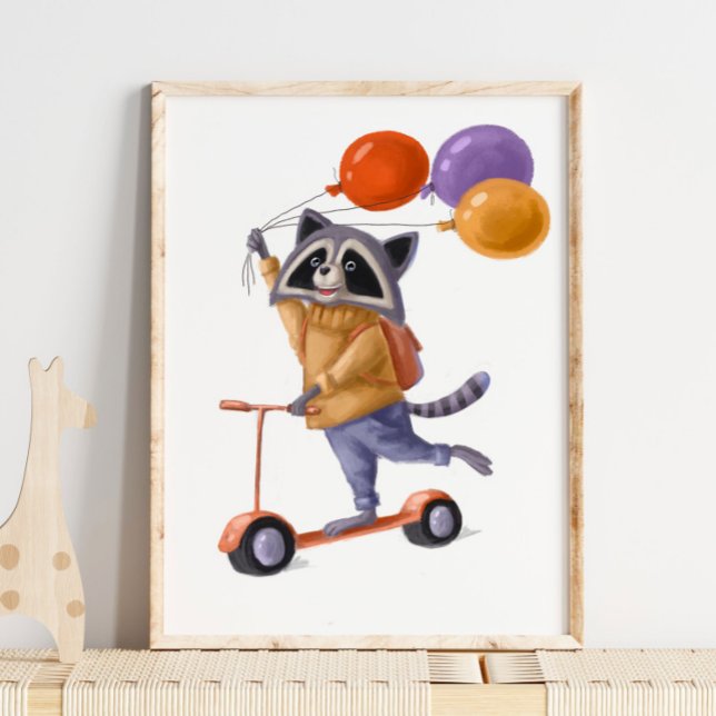 Racoon Balloons Print | Racoon Wall Print (Creator Uploaded)